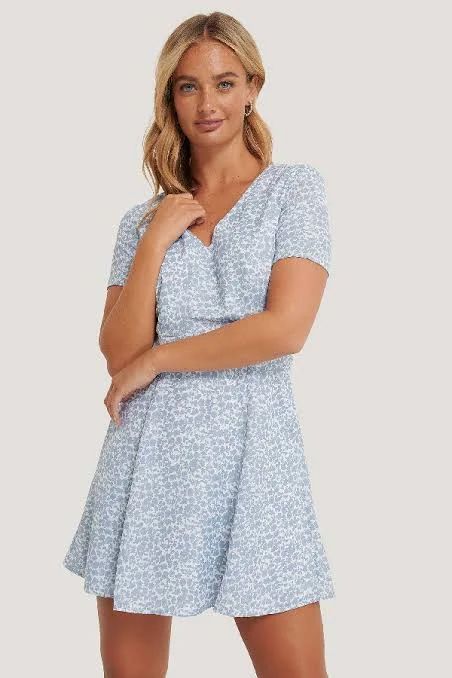 short sleeve gray dress -Tie Back Short Sleeve Dress