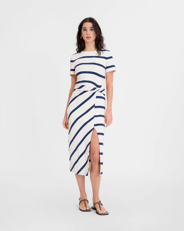 short sleeve black dress -Short Sleeve Striped Cody Dress