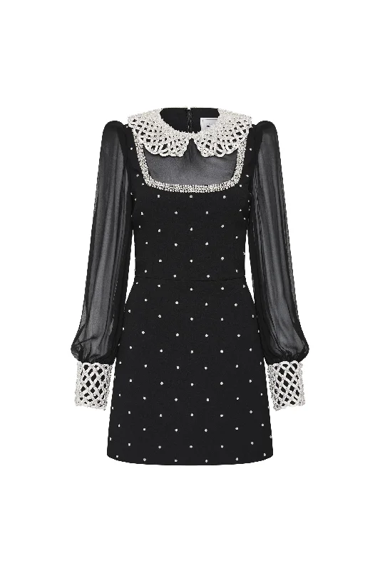 Women's mini dress button accent -Alivia Long Sleeve Mini Dress