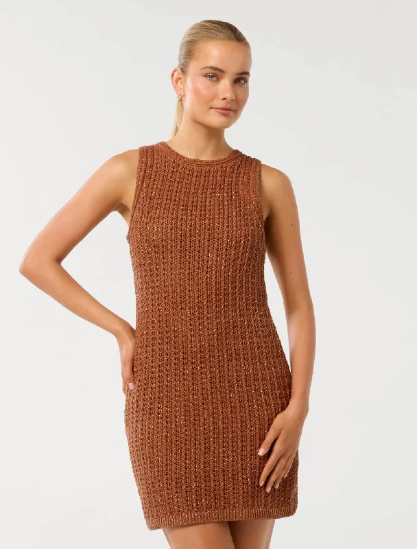 Women's mini dress contrast lace -Bailee Crochet Mini Dress