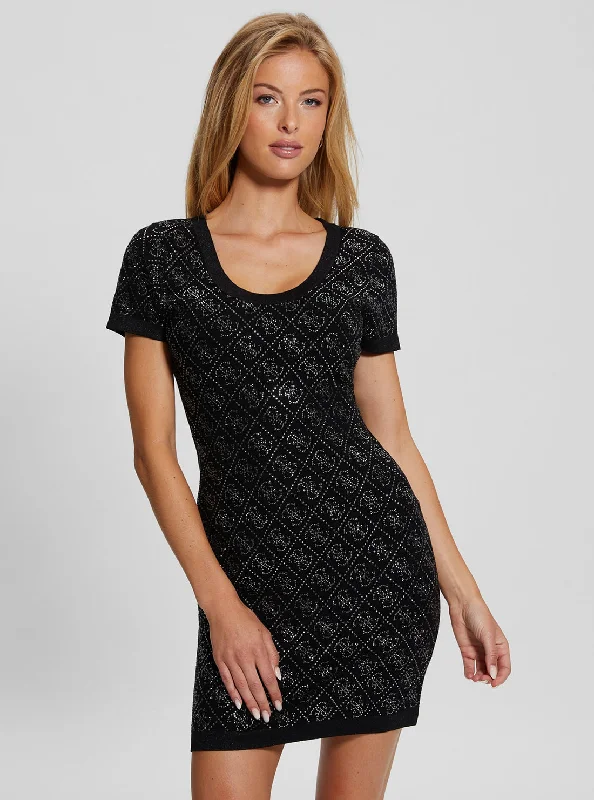 Women's mini dress relaxed glow -Black Paige 4G Logo Knit Mini Dress