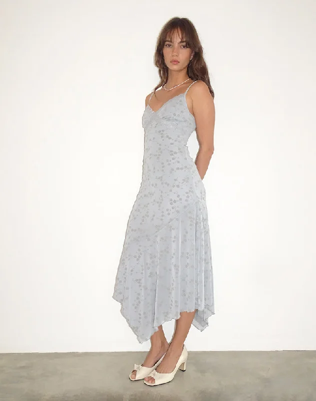 Ladies midi dress boat neck -Devon Midi Dress in Flock Chic Petals Grey