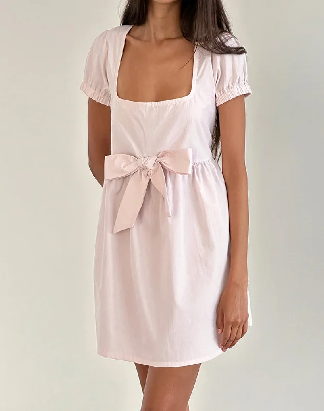 Women's mini dress casual edge -Leshiana Mini Dress in Poplin Light Pink