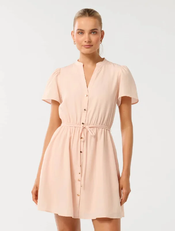 Women's mini dress contrast piping -Logan Shirt Mini Dress