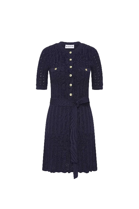 Women's mini dress vintage denim -Lucy Knit Mini Dress