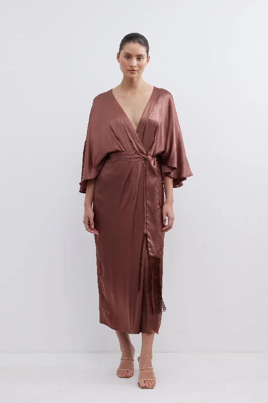 Ladies midi dress garnet -Moda Wrap Midi