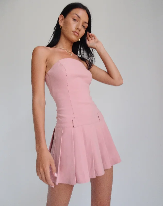 Women's mini dress breezy satin -Payoda Bandeau Mini Dress in Pink