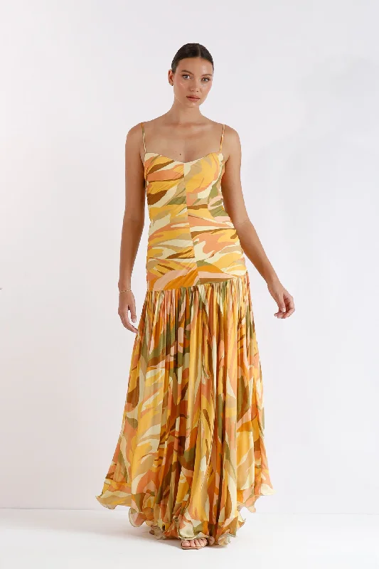 Ladies midi dress tie-dye -Realm Strap Midi