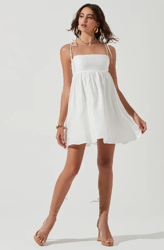 Women's mini dress sunny linen -Serenity Square Neck Mini Dress