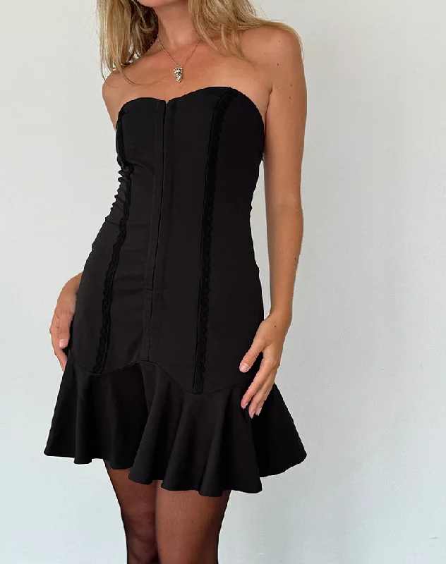 Women's mini dress daily wear -Snana Mini Dress in Tailoring Black