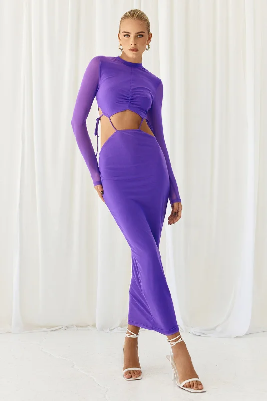 Ladies midi dress flowing -VILLA MIDI DRESS - PURPLE